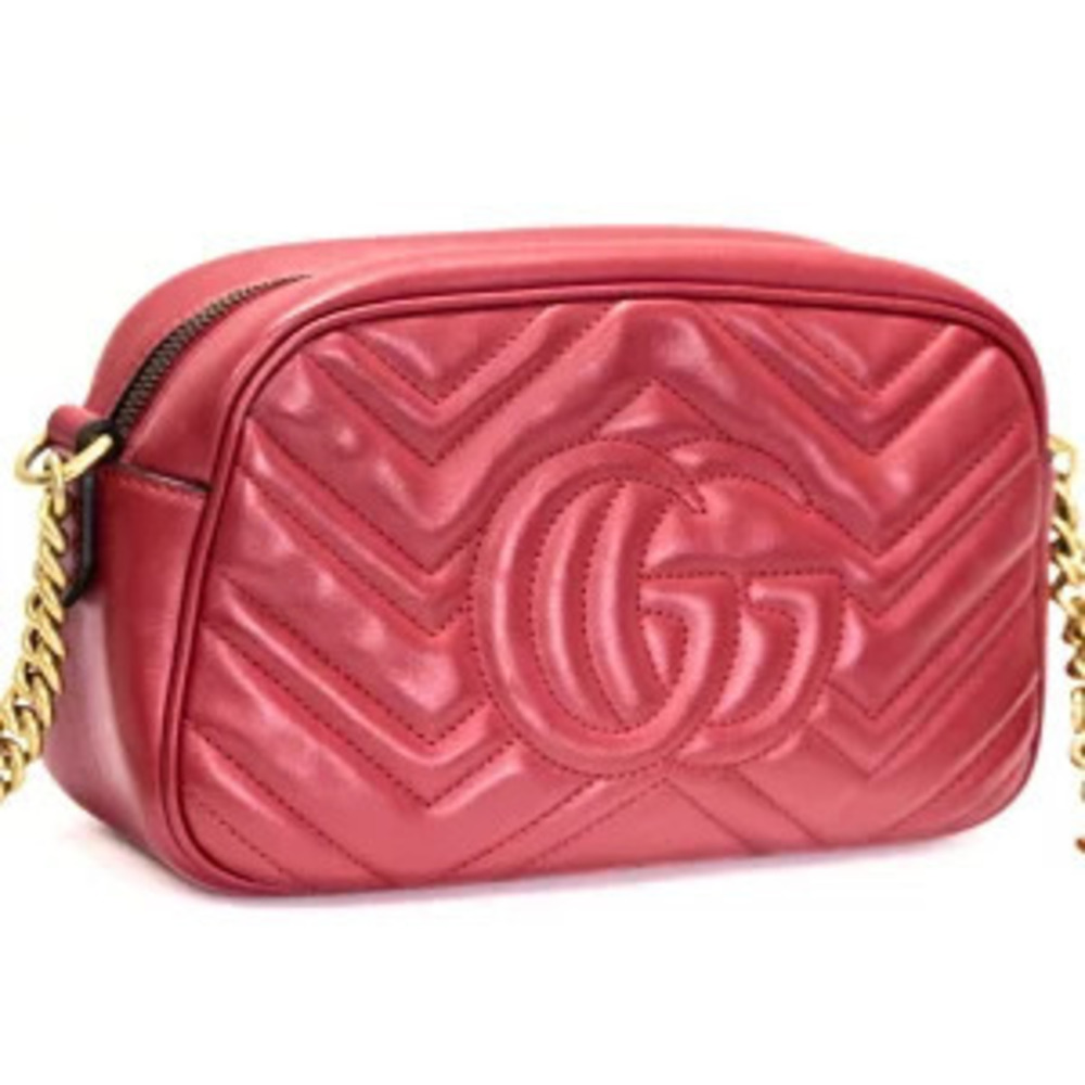 Gucci GG bag camera Marmont leather quilted shoulder chain red
